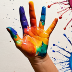 **

*   Prompt: "A person's hands covered in colorful watercolor paints, freely expressing themselves on a large canvas, vibrant and fluid style, conveying liberation and joy, art studio background."

**