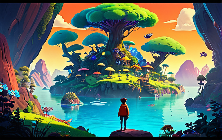 **
"A vibrant and colorful animation still featuring a character design that blends 2D and 3D styles, the character is expressing joy and wonder looking up at a fantastical landscape with floating islands and bioluminescent flora, the overall style is inspired by Pixar and Studio Ghibli, warm color palette, professional lighting, appropriate content, safe for work, fully clothed, modest attire, perfect anatomy, correct proportions, natural pose, high quality rendering."
**