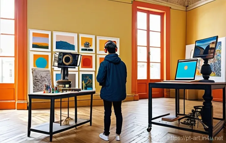 미술 교육과 포트폴리오 작성법 - **Prompt 1: Modern Art Education in Portugal**
    "A vibrant, brightly lit art studio in a historic...