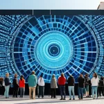 미술 교육과 알고리즘 아트 - **Prompt 1: The Digital Artist's Studio**
    A young woman in her early twenties, with a focused an...