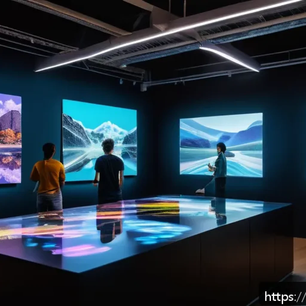 미술 교육과 NFT 아트 제작 - A vibrant digital art studio scene showcasing a diverse group of Brazilian artists collaborating rem...