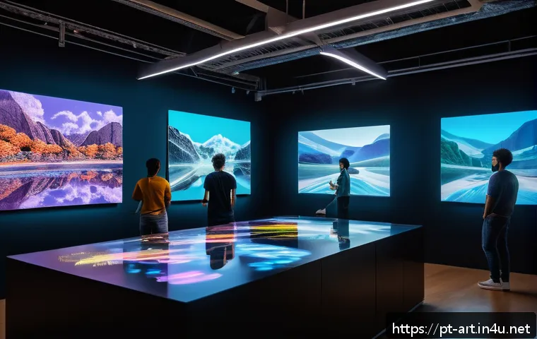 미술 교육과 NFT 아트 제작 - A vibrant digital art studio scene showcasing a diverse group of Brazilian artists collaborating rem...